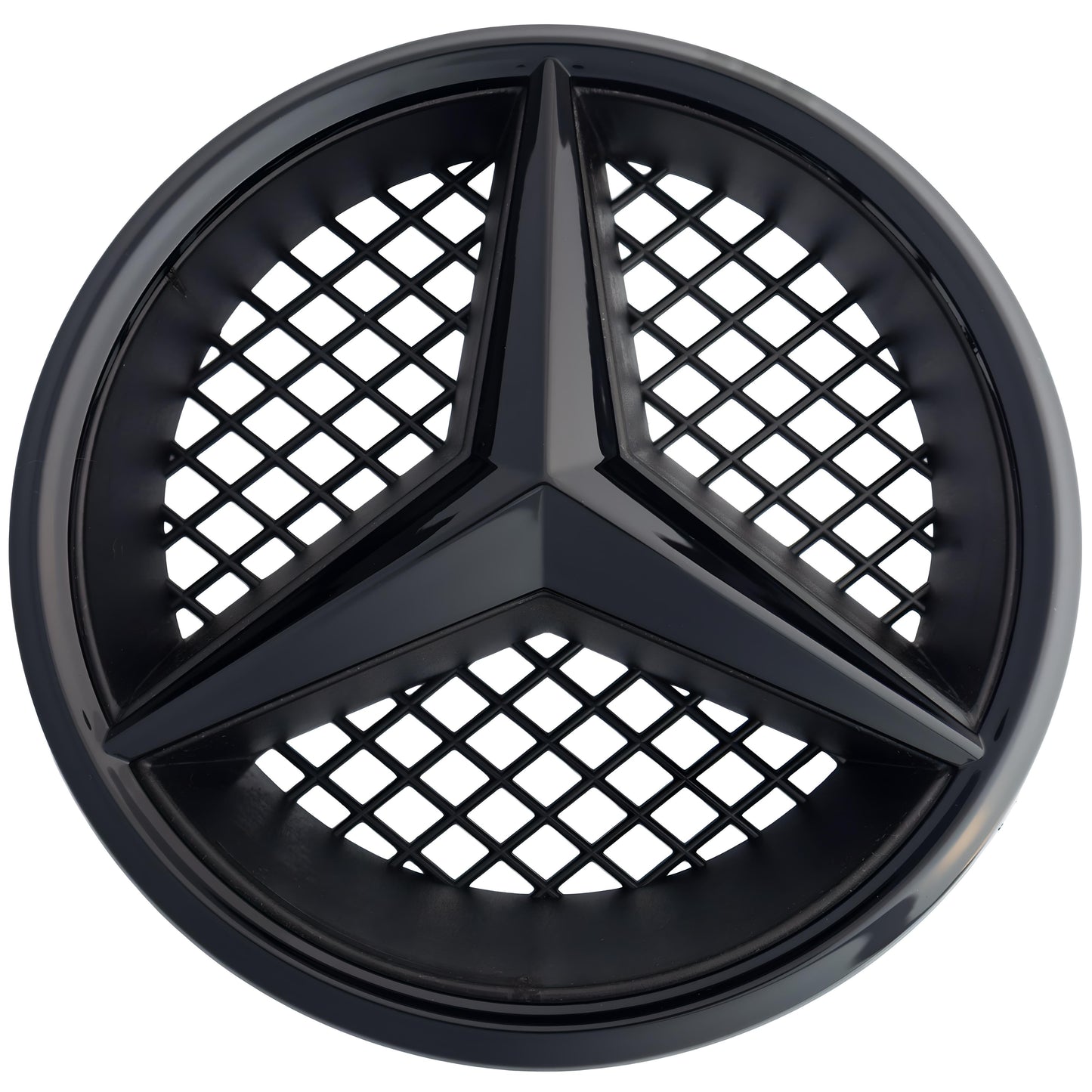 Mercedes Grille Emblem | Gloss Black - Grid Style - Aftermarket Replacement