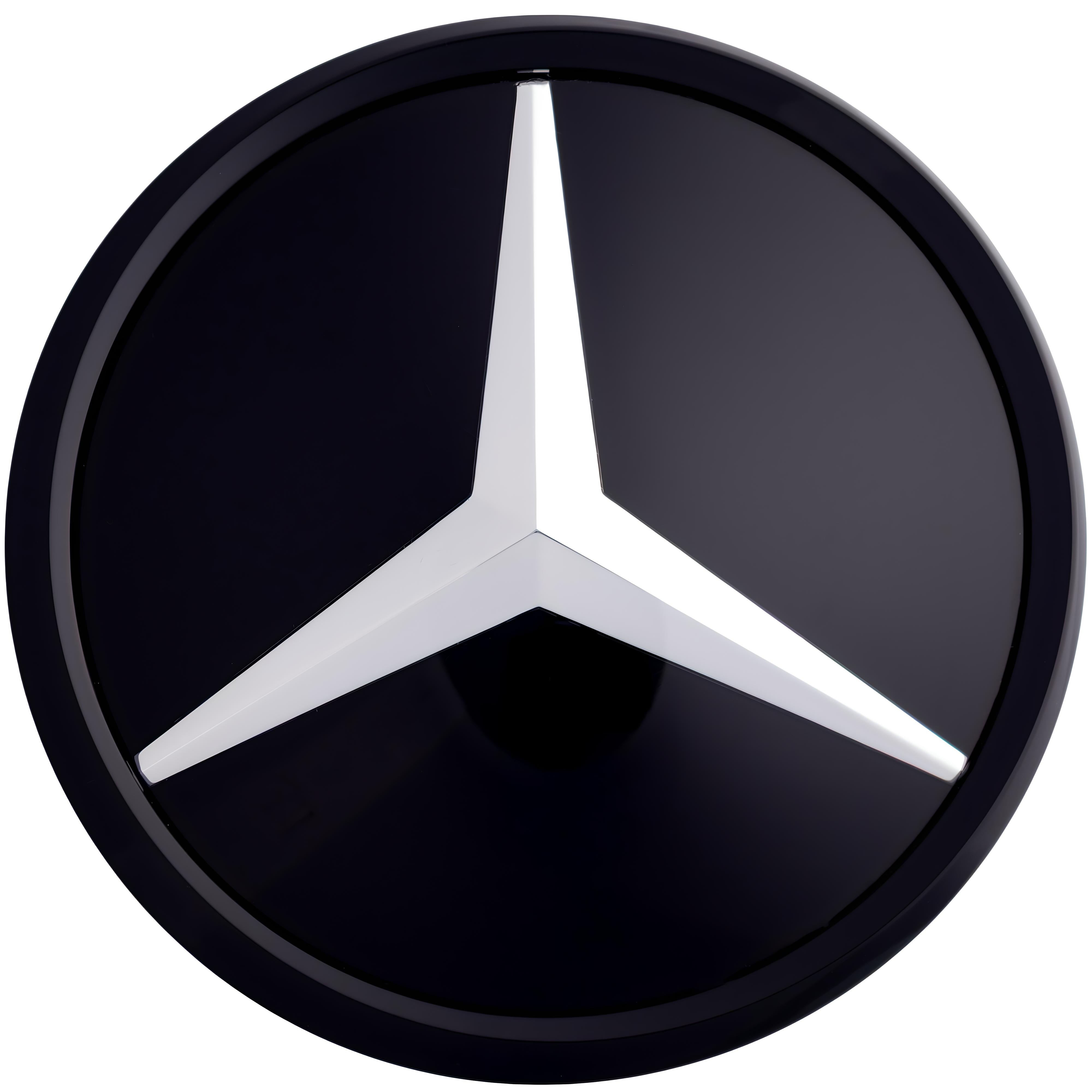 Mercedes Grille Emblem | Silver Black - Mirror Style - Aftermarket Replacement