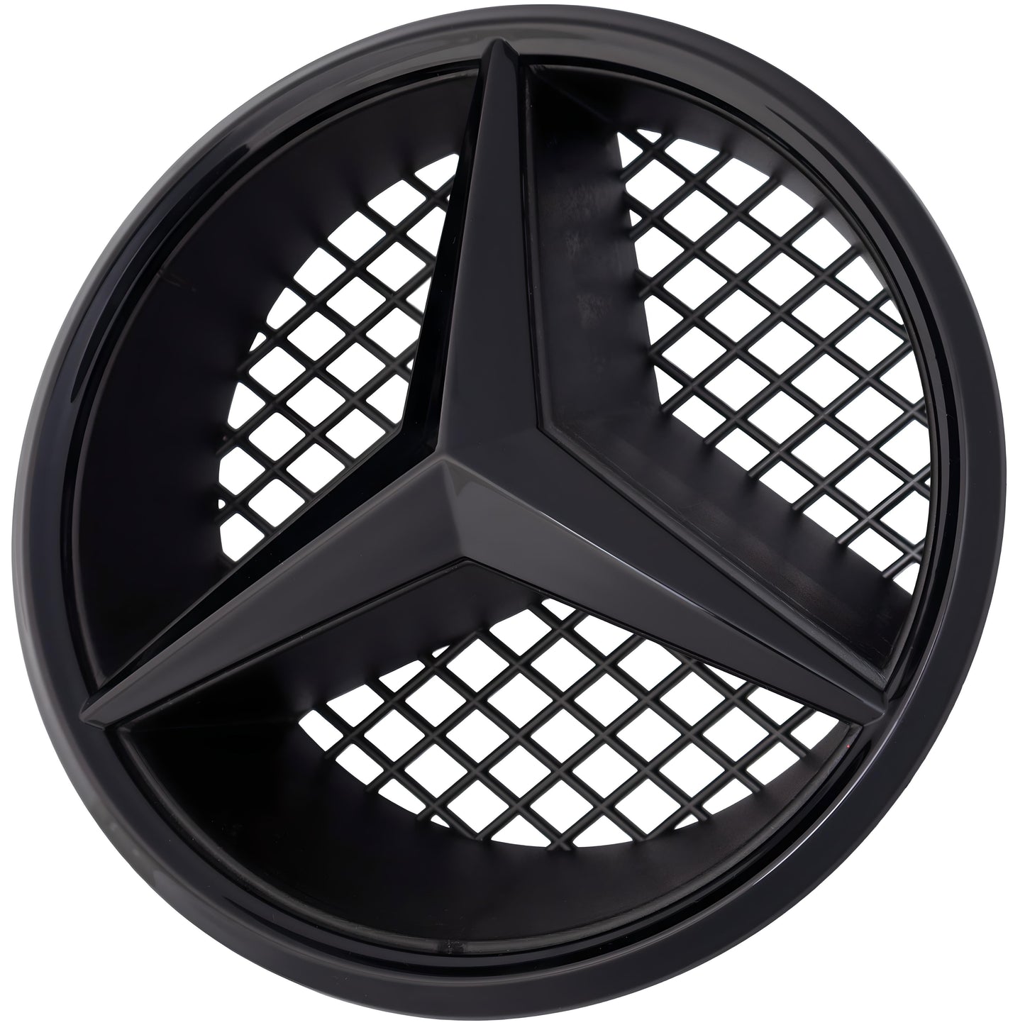Mercedes Grille Emblem | Gloss Black - Grid Style - Aftermarket Replacement