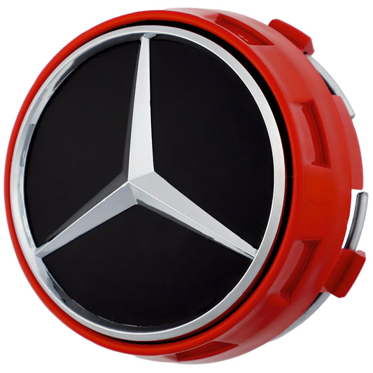 Mercedes Elevated Hub Caps | Gloss Red - Aftermarket Replacement