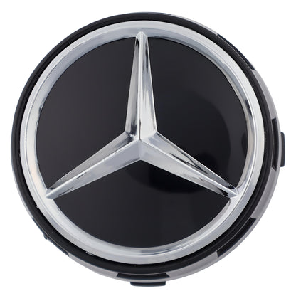 Mercedes Elevated Hub Caps | Gloss Black - Aftermarket Replacement