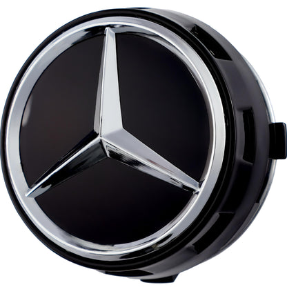 Mercedes Elevated Hub Caps | Gloss Black - Aftermarket Replacement
