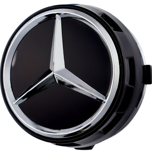 Mercedes Elevated Hub Caps | Gloss Black - Aftermarket Replacement