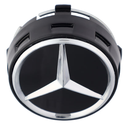 Mercedes Elevated Hub Caps | Gloss Black - Aftermarket Replacement