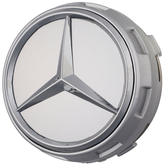 Mercedes Elevated Hub Caps | Platinum Silver - Aftermarket Replacement