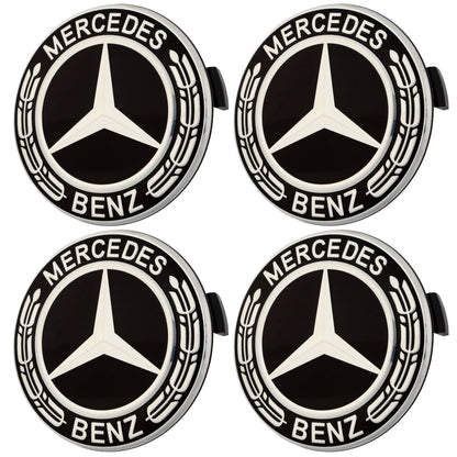 Mercedes Hub Caps | Classic Black - Aftermarket Replacement