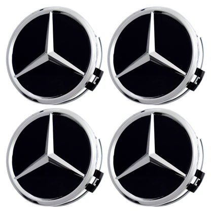 Mercedes Hub Caps | Chrome Black - Aftermarket Replacement