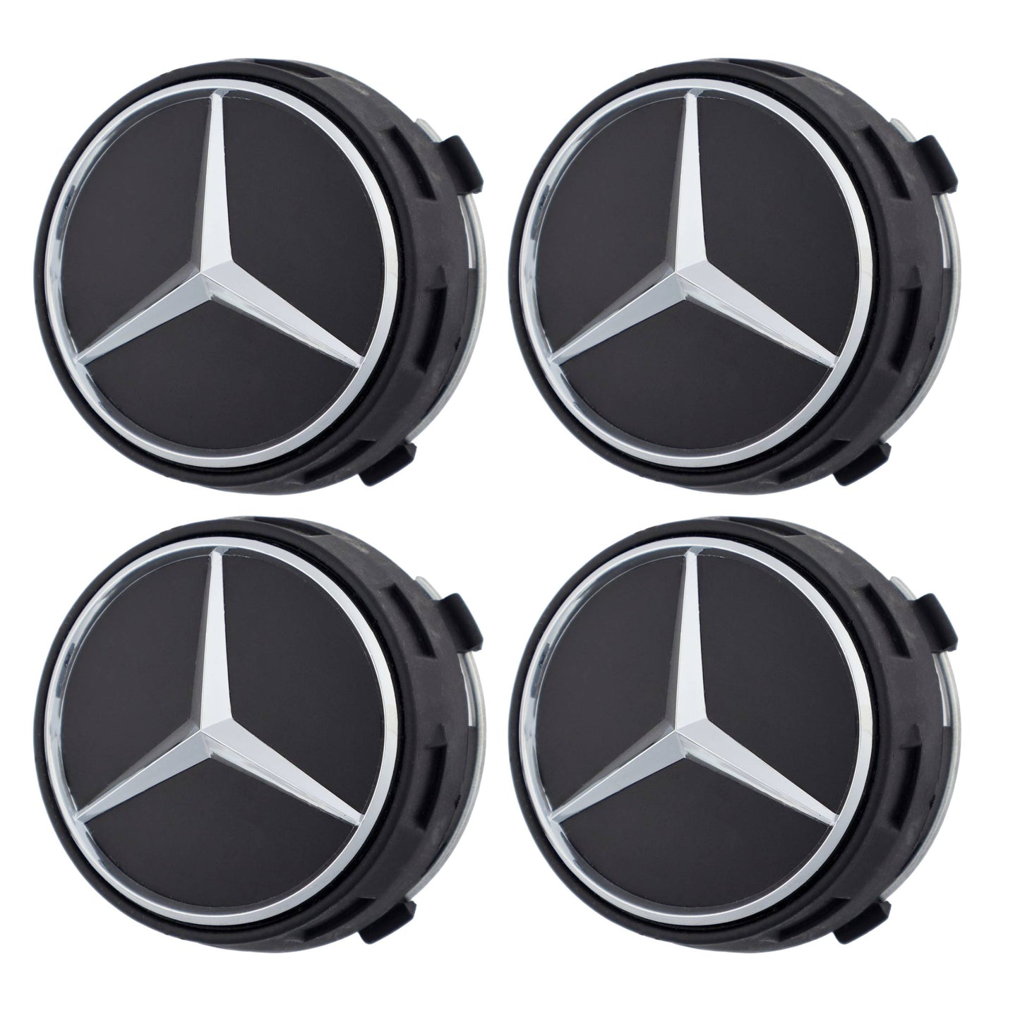 Mercedes Elevated Hub Caps | Matte Black - Aftermarket Replacement