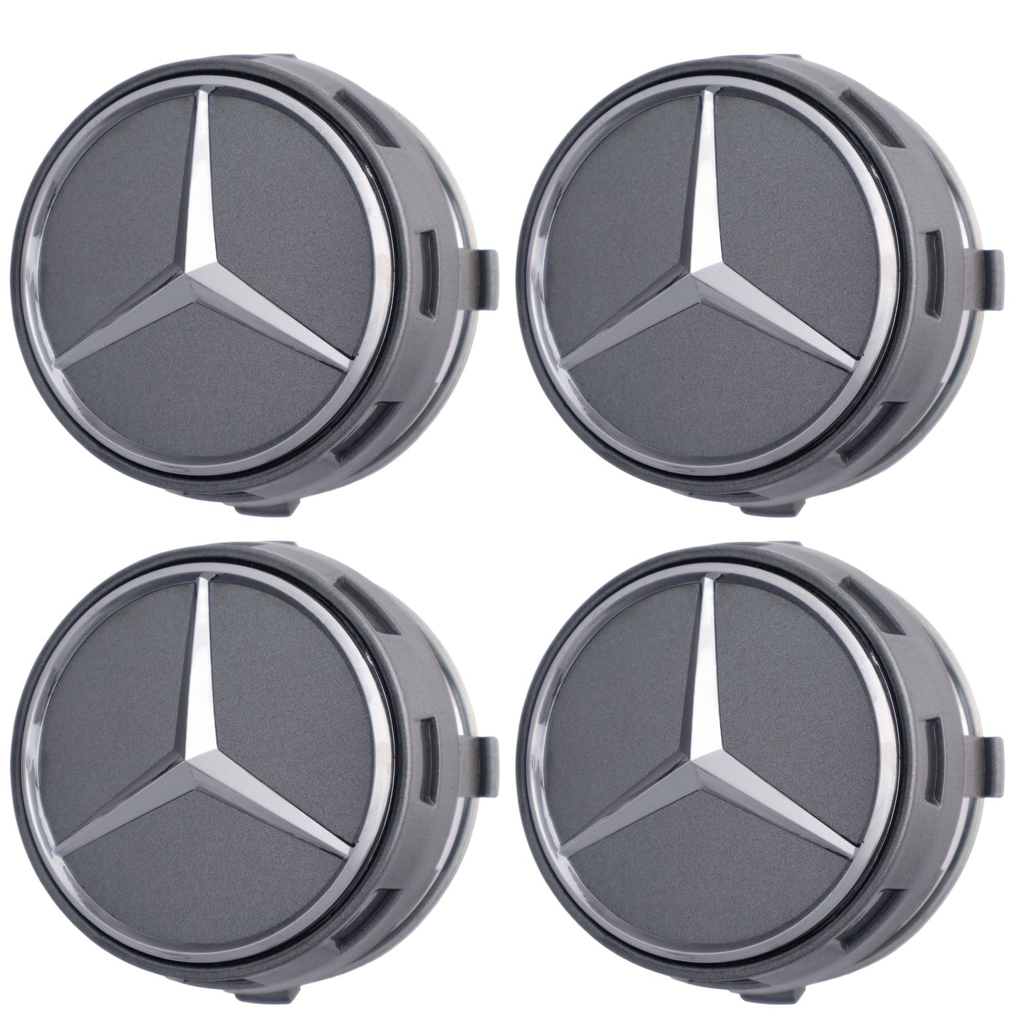 Mercedes Elevated Hub Caps | Titanium Gray - Aftermarket Replacement