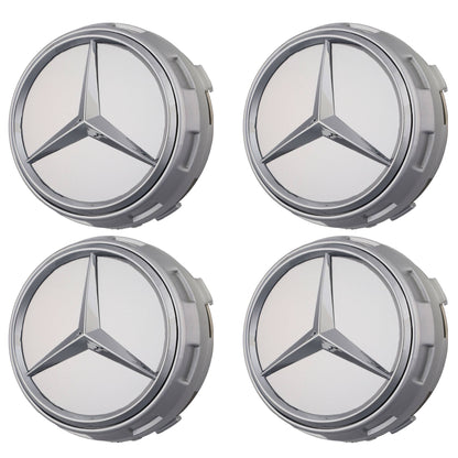Mercedes Elevated Hub Caps | Platinum Silver - Aftermarket Replacement