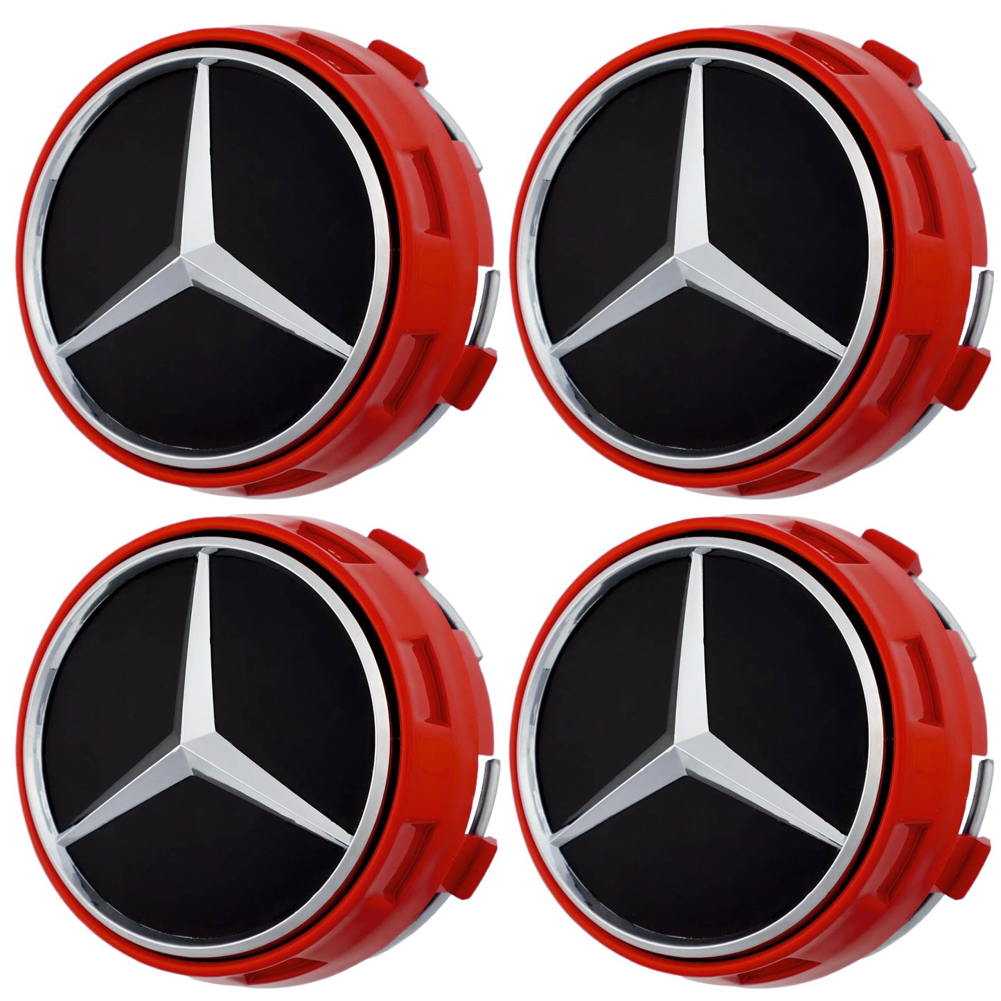 Mercedes Elevated Hub Caps | Gloss Red - Aftermarket Replacement