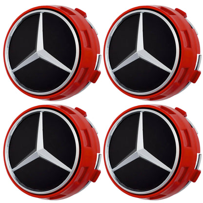 Mercedes Elevated Hub Caps | Gloss Red - Aftermarket Replacement